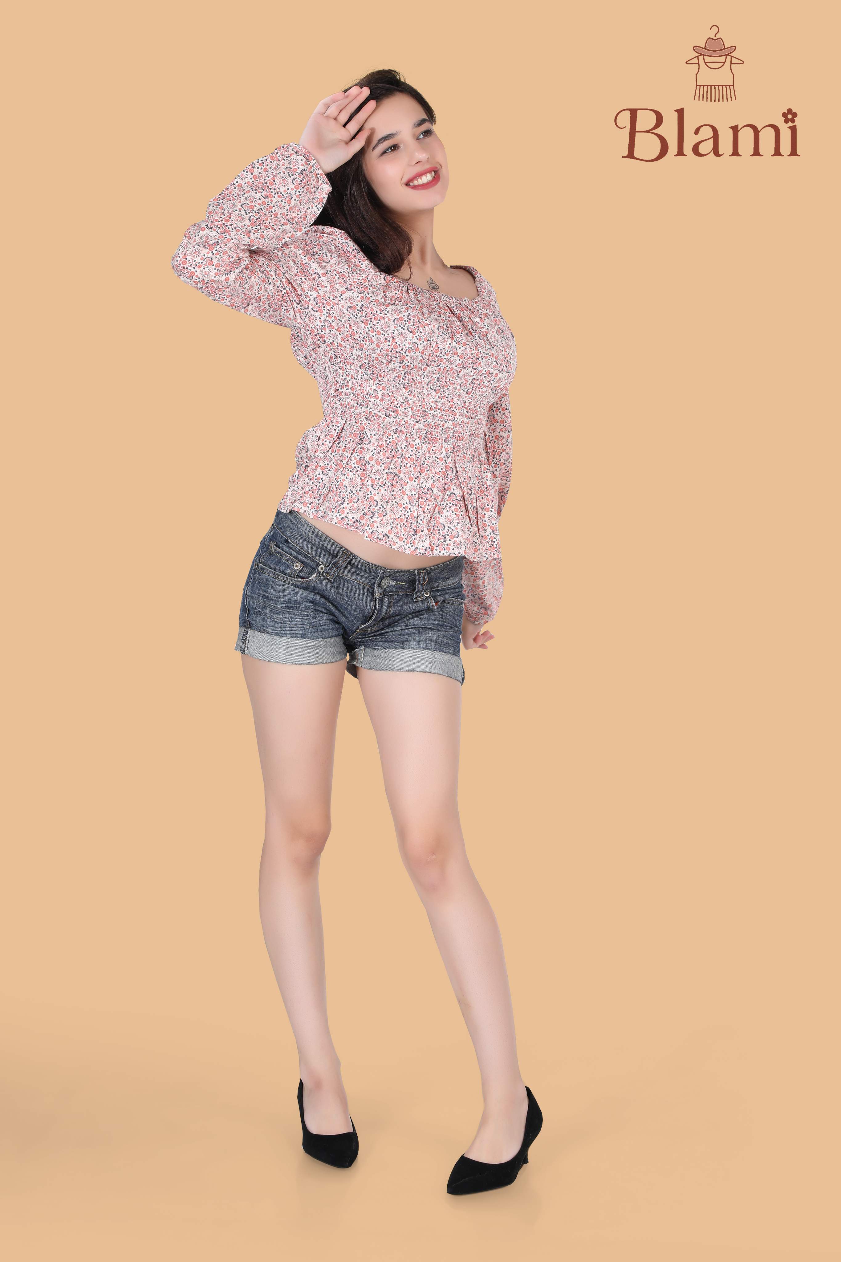 Pink Floral Smocked Peplum Top – By Blami