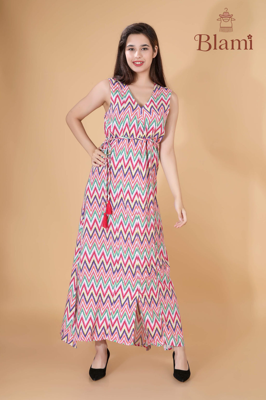 Multicolor Chevron Maxi Dress – By Blami