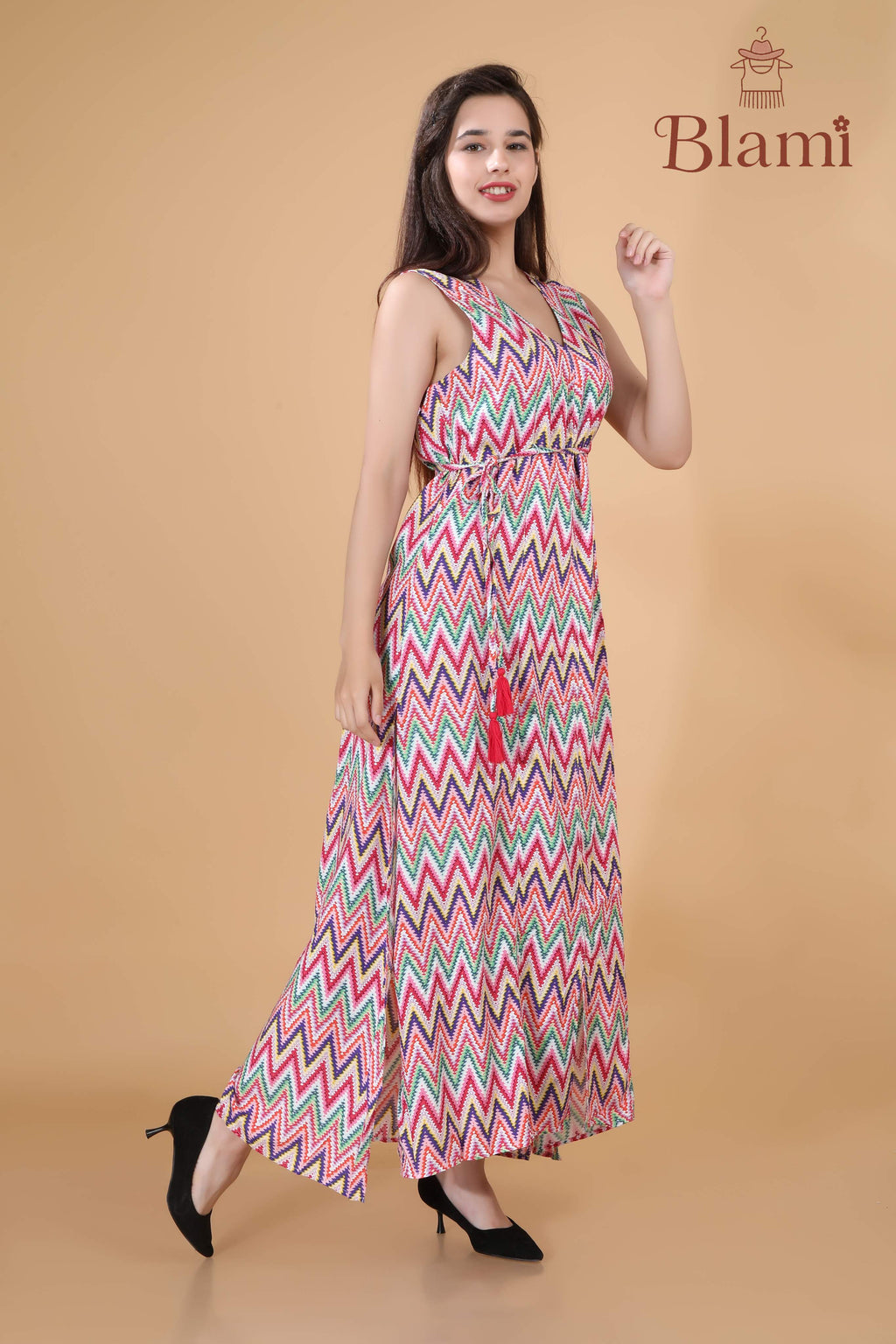 Multicolor Chevron Maxi Dress – By Blami